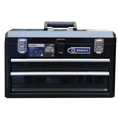 kobalt portable 20.6-in black steel lockable tool box|kobalt lockable steel.